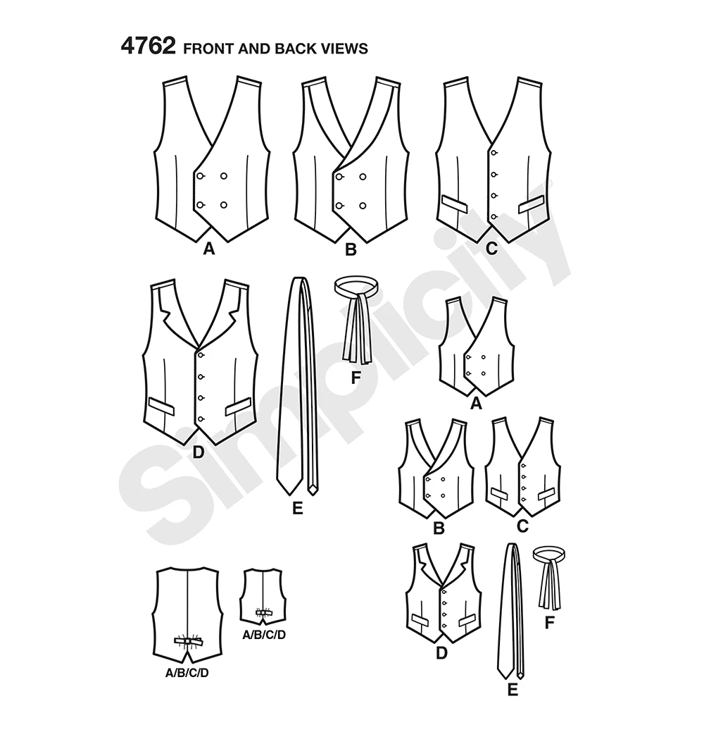 Simplicity Sewing Pattern Boys' & Men's Vests and Ties 10 Simplicity Sewing Pattern Boys' & Men's Vests and Ties