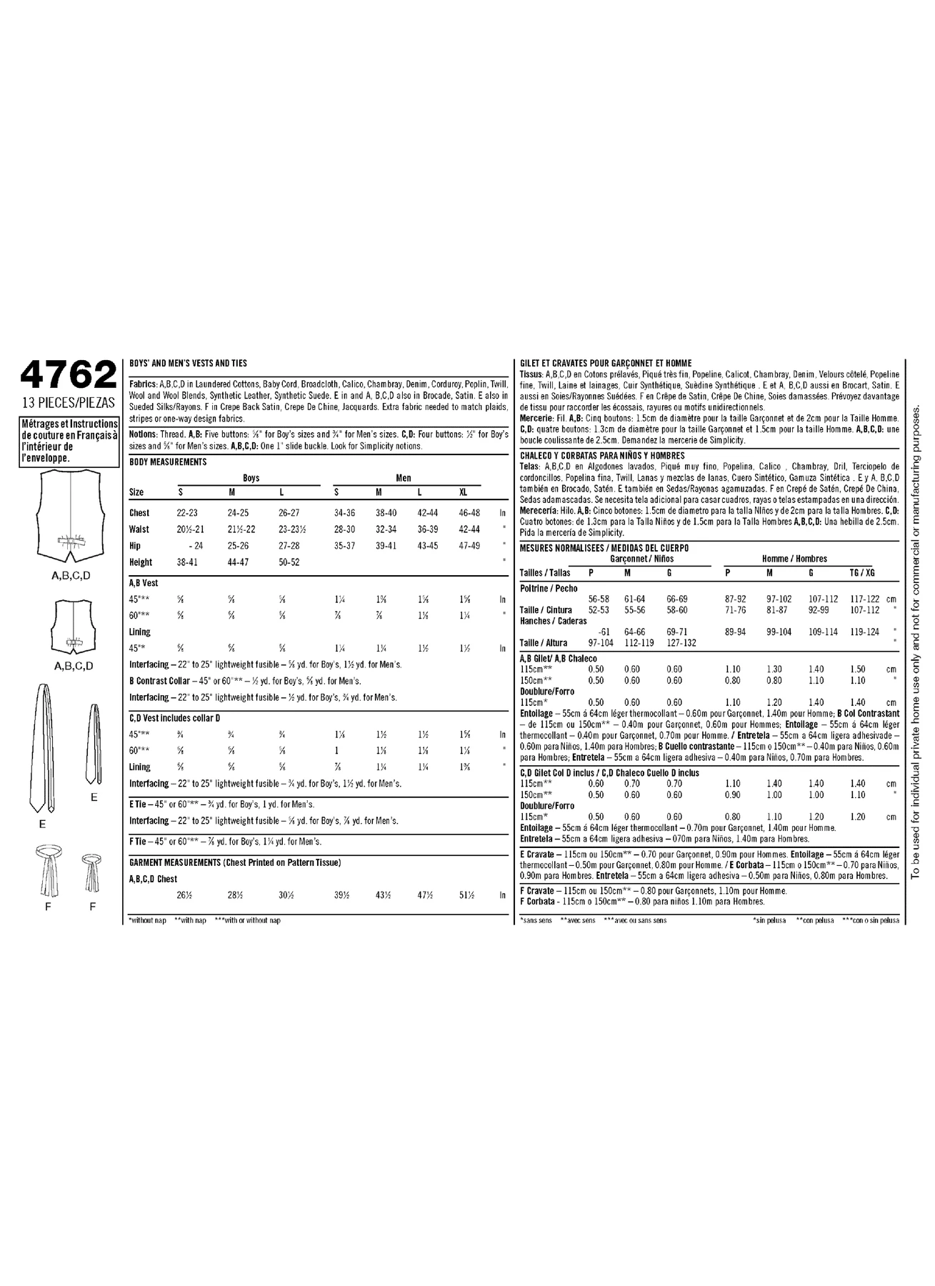 Simplicity Sewing Pattern Boys' & Men's Vests and Ties 9 Simplicity Sewing Pattern Boys' & Men's Vests and Ties