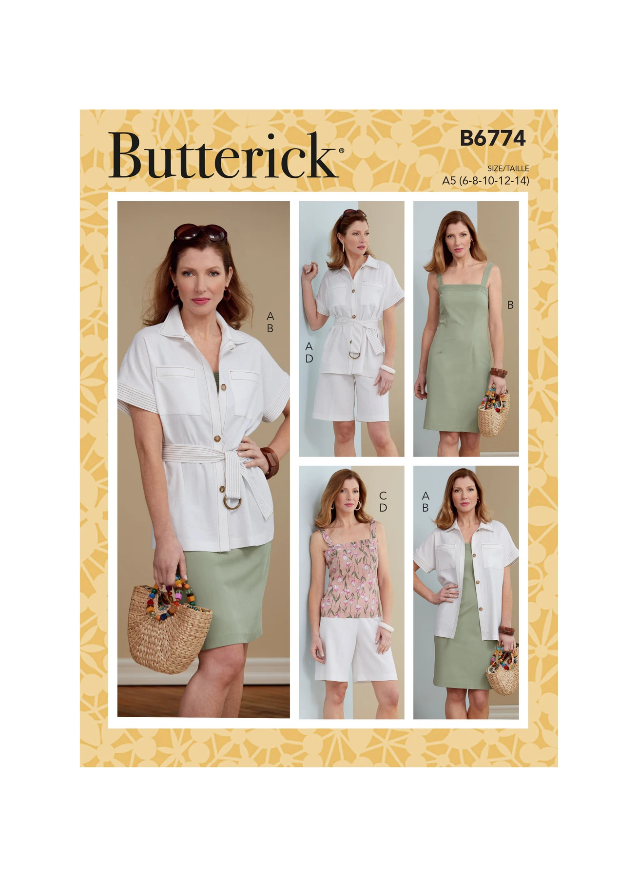 Butterick Sewing Pattern Misses' Jacket, Belt, Dress, Top & Shorts (PDF) 1 Butterick Sewing Pattern Misses' Jacket, Belt, Dress, Top & Shorts (PDF)