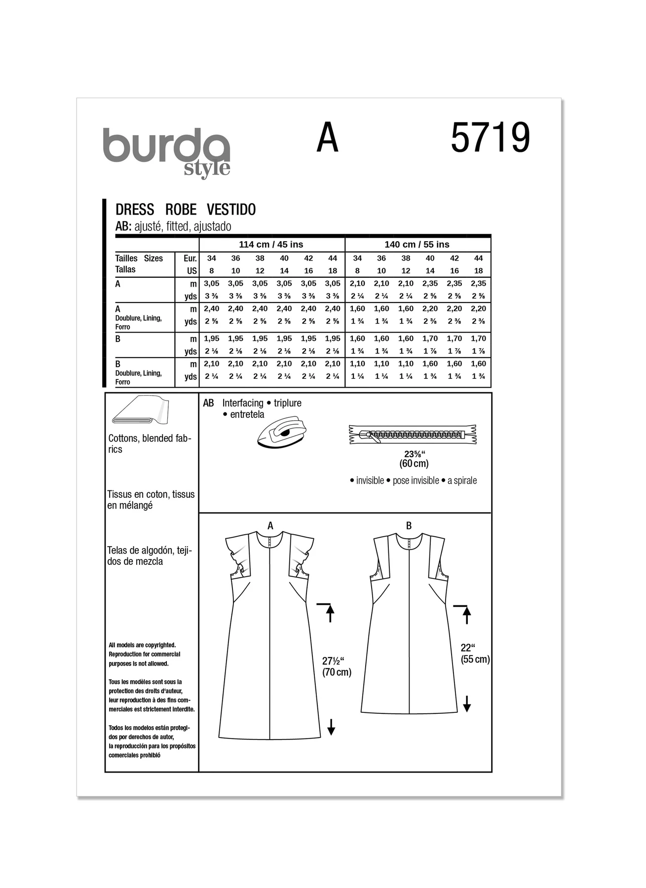 Burda Style Sewing Pattern 5719 Misses' Dress 8 Burda Style Sewing Pattern 5719 Misses' Dress