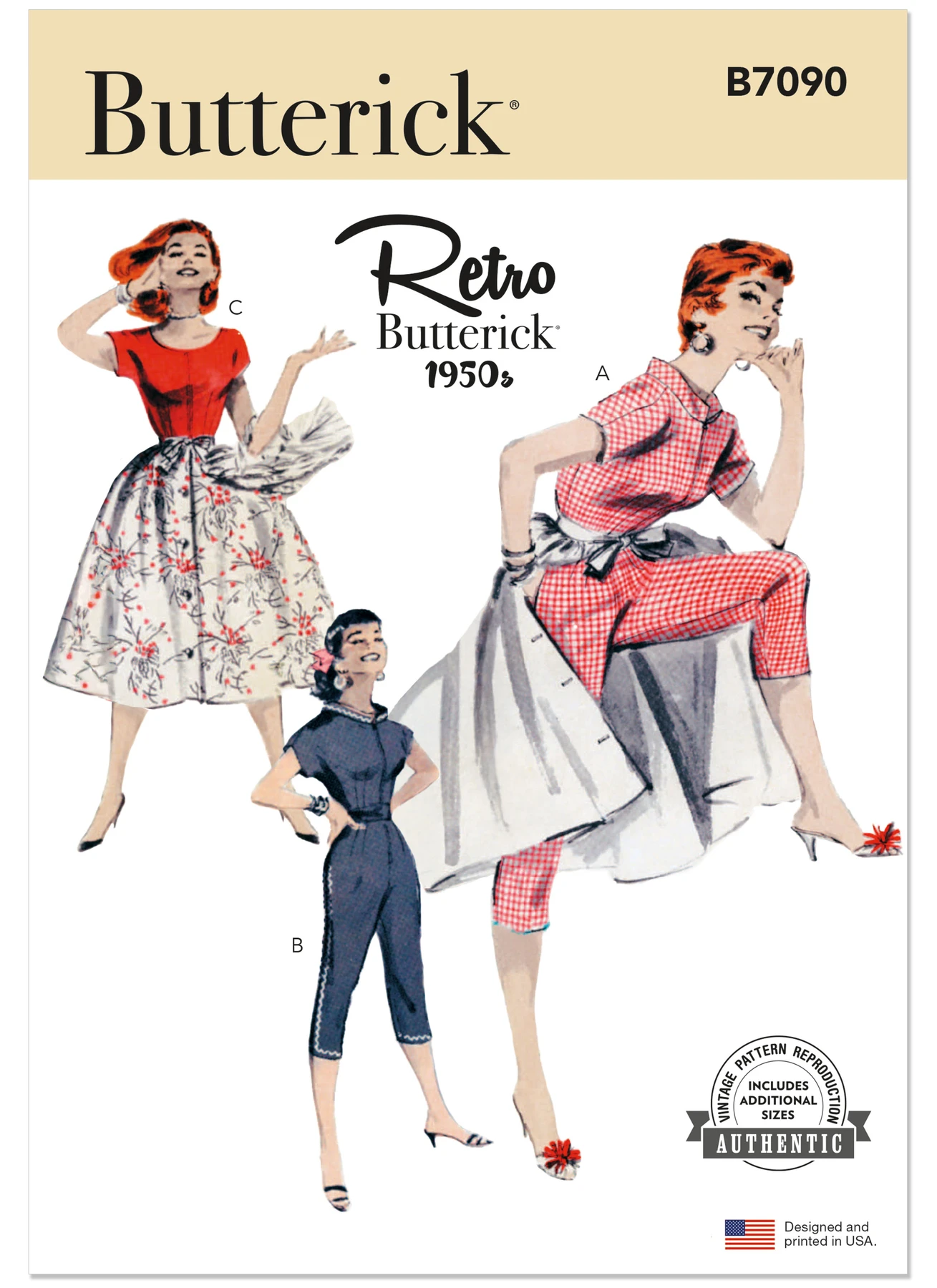 Butterick Sewing Pattern 1950s Misses' Coverall and Overskirt 1 Butterick Sewing Pattern 1950s Misses' Coverall and Overskirt