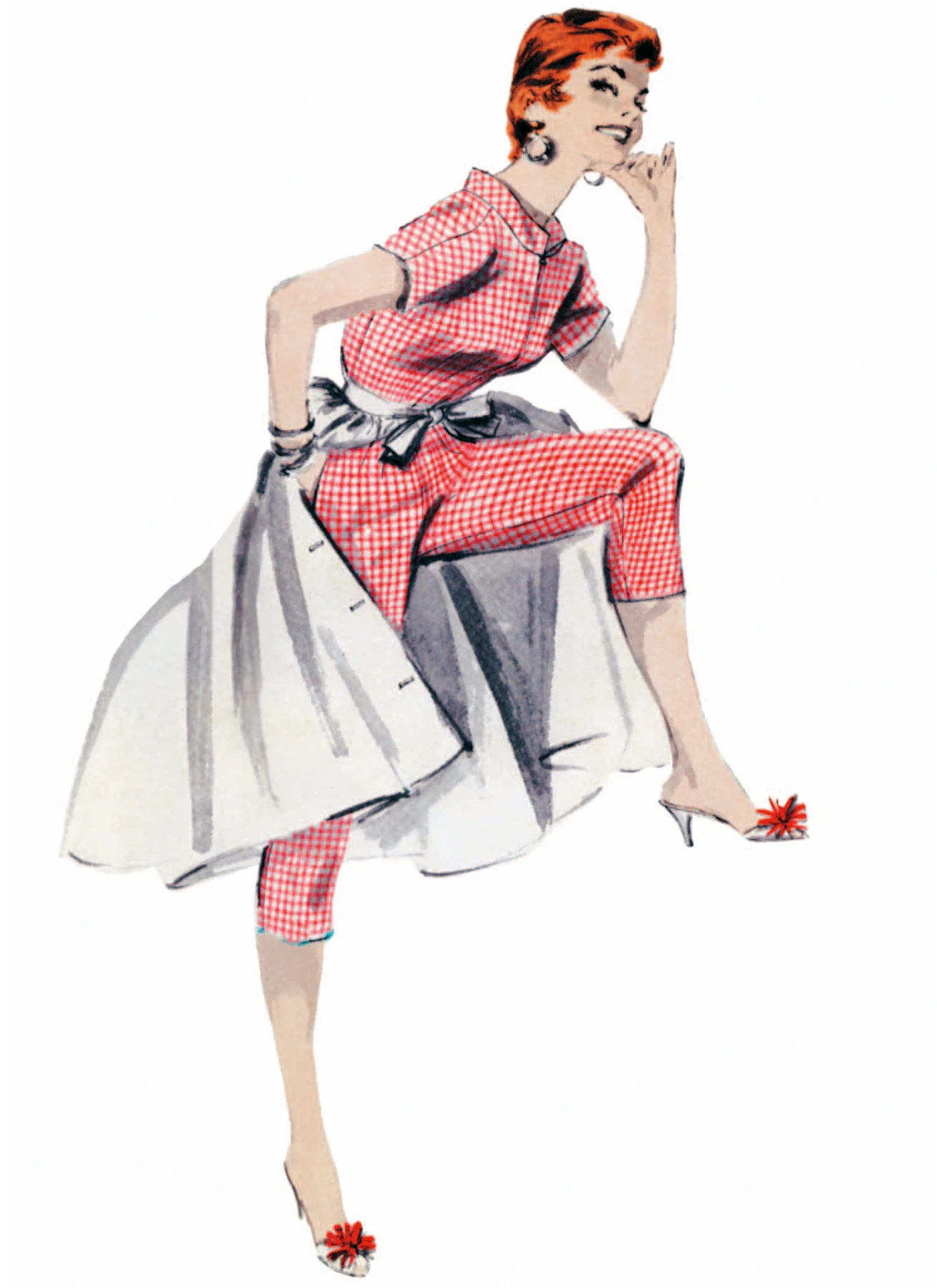 Butterick Sewing Pattern 1950s Misses' Coverall and Overskirt 2 Butterick Sewing Pattern 1950s Misses' Coverall and Overskirt