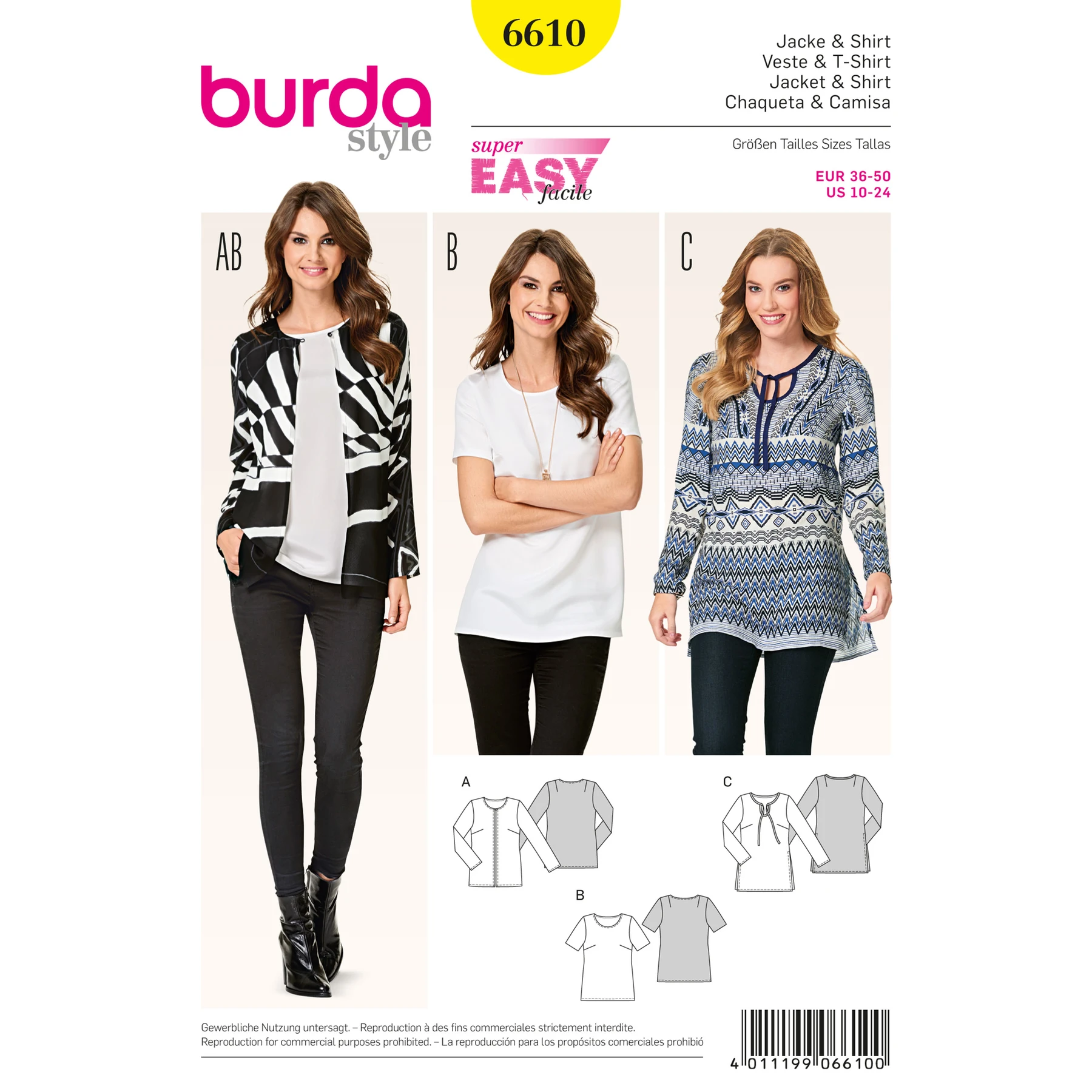 Burda Style Sewing Pattern Jacket and Shirt 1 Burda Style Sewing Pattern Jacket and Shirt