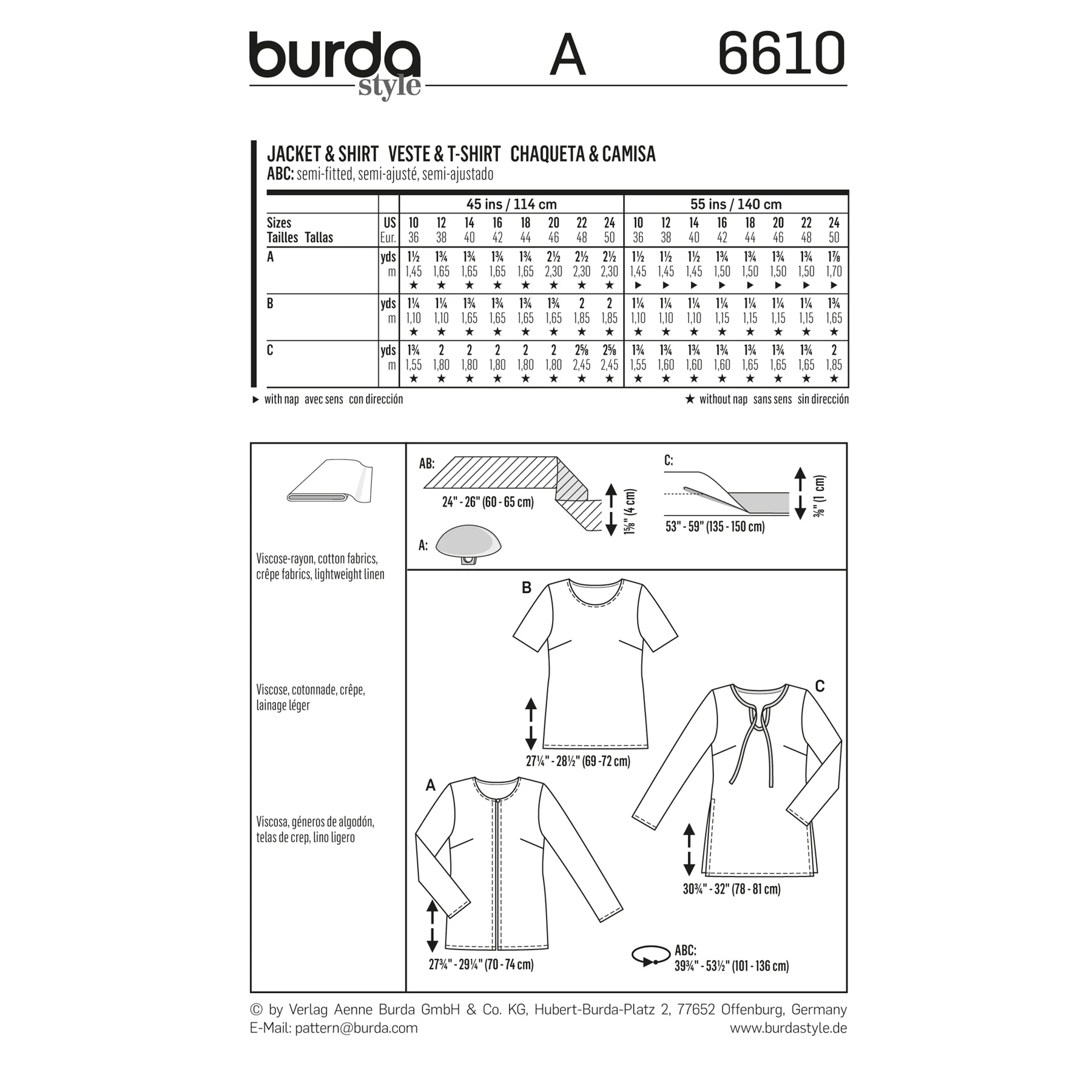 Burda Style Sewing Pattern Jacket and Shirt 2 Burda Style Sewing Pattern Jacket and Shirt