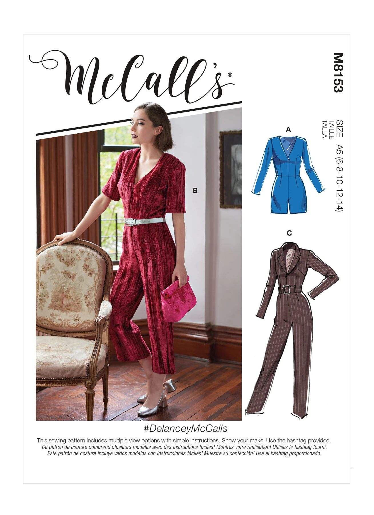 McCall's Sewing Pattern #DelanceyMcCalls - Misses' Romper, Jumpsuit & Belt (PDF) 1 McCall's Sewing Pattern #DelanceyMcCalls - Misses' Romper, Jumpsuit & Belt (PDF)