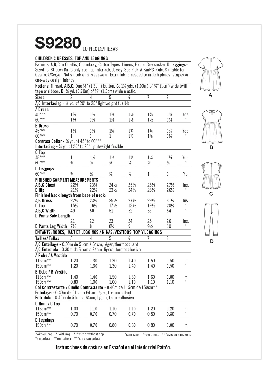 Simplicity Sewing Pattern Children's Dresses, Top & Leggings (PDF) 7 Simplicity Sewing Pattern Children's Dresses, Top & Leggings (PDF)