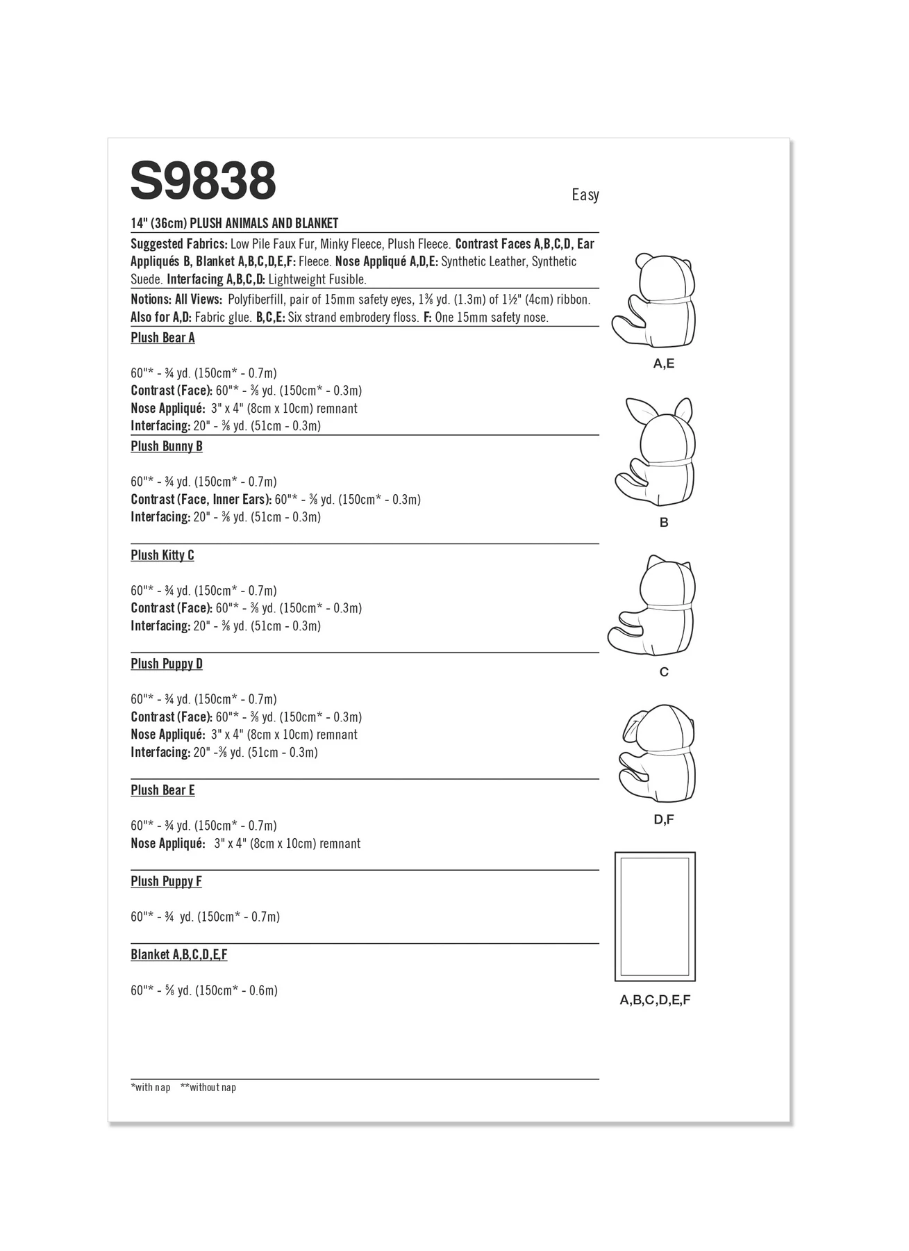 Simplicity Sewing Pattern Plush Animals and Blanket by Elaine Heigl Designs (PDF) 8 Simplicity Sewing Pattern Plush Animals and Blanket by Elaine Heigl Designs (PDF)