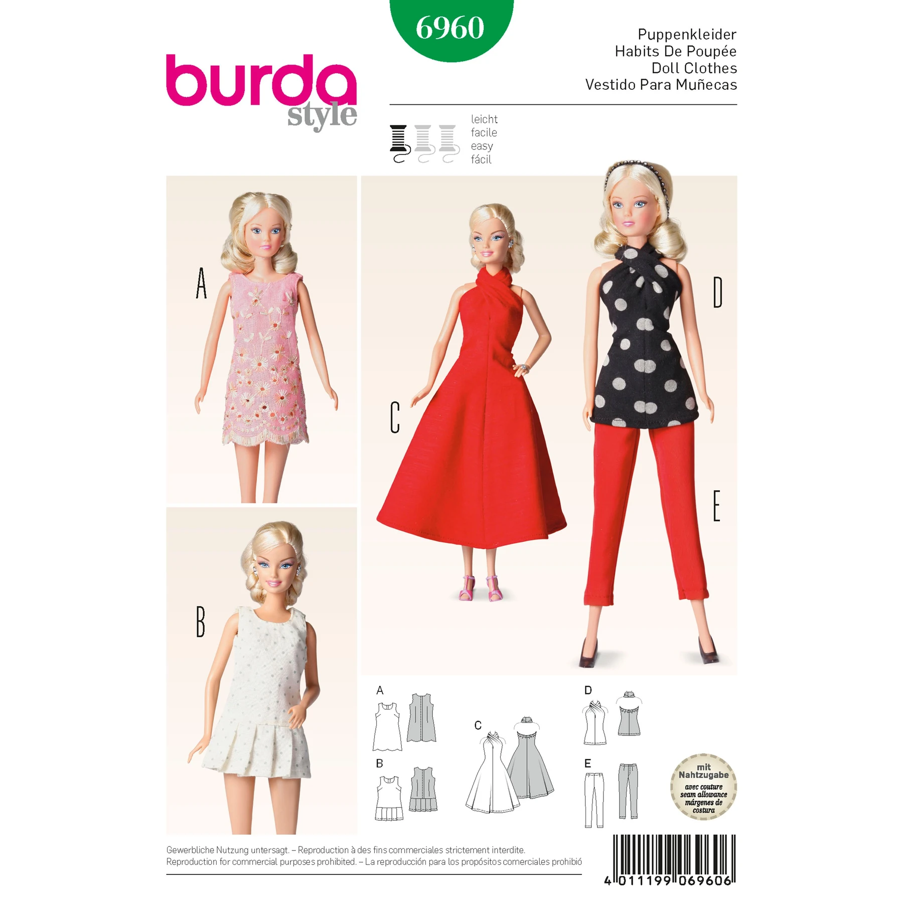 Burda Style Sewing Pattern Doll Clothes for 11-1/2" Doll 17 Burda Style Sewing Pattern Doll Clothes for 11-1/2" Doll