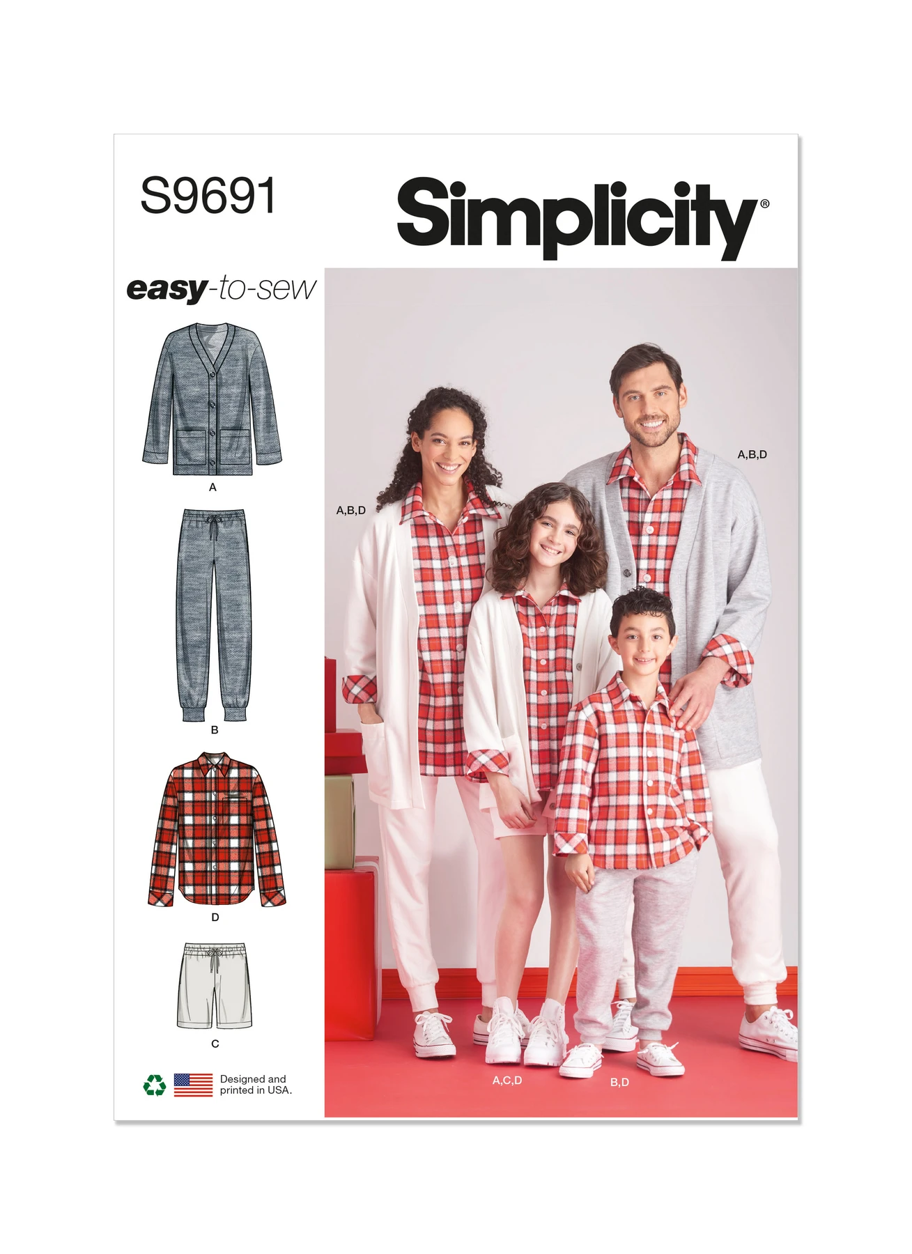 Simplicity Sewing Pattern Girls', Boys' and Adults' Lounge Shirt, Cardigan, Shorts and Joggers 1 Simplicity Sewing Pattern Girls', Boys' and Adults' Lounge Shirt, Cardigan, Shorts and Joggers
