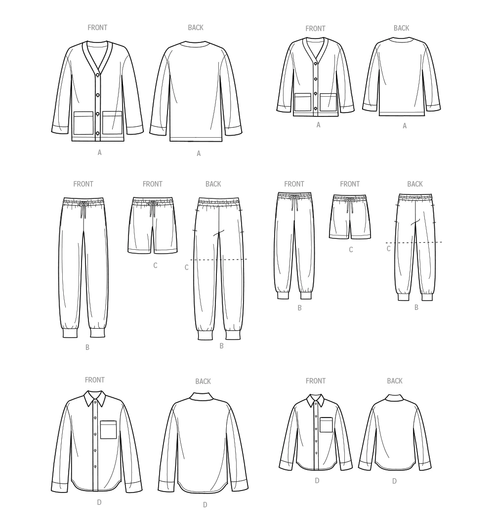 Simplicity Sewing Pattern Girls', Boys' and Adults' Lounge Shirt, Cardigan, Shorts and Joggers 10 Simplicity Sewing Pattern Girls', Boys' and Adults' Lounge Shirt, Cardigan, Shorts and Joggers