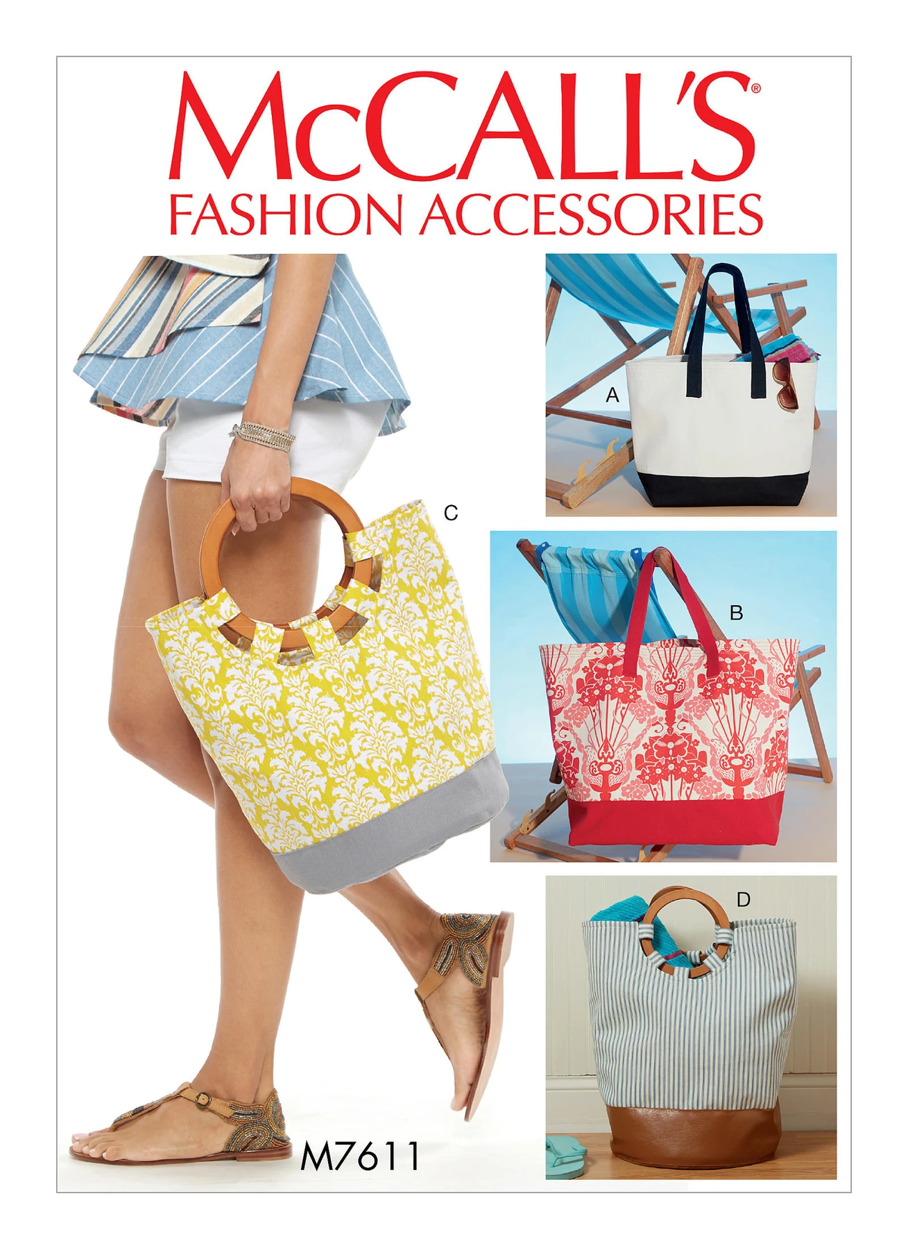 McCall's Sewing Pattern Misses' Lined Tote Bags with Handle and Contrast Options 1 McCall's Sewing Pattern Misses' Lined Tote Bags with Handle and Contrast Options