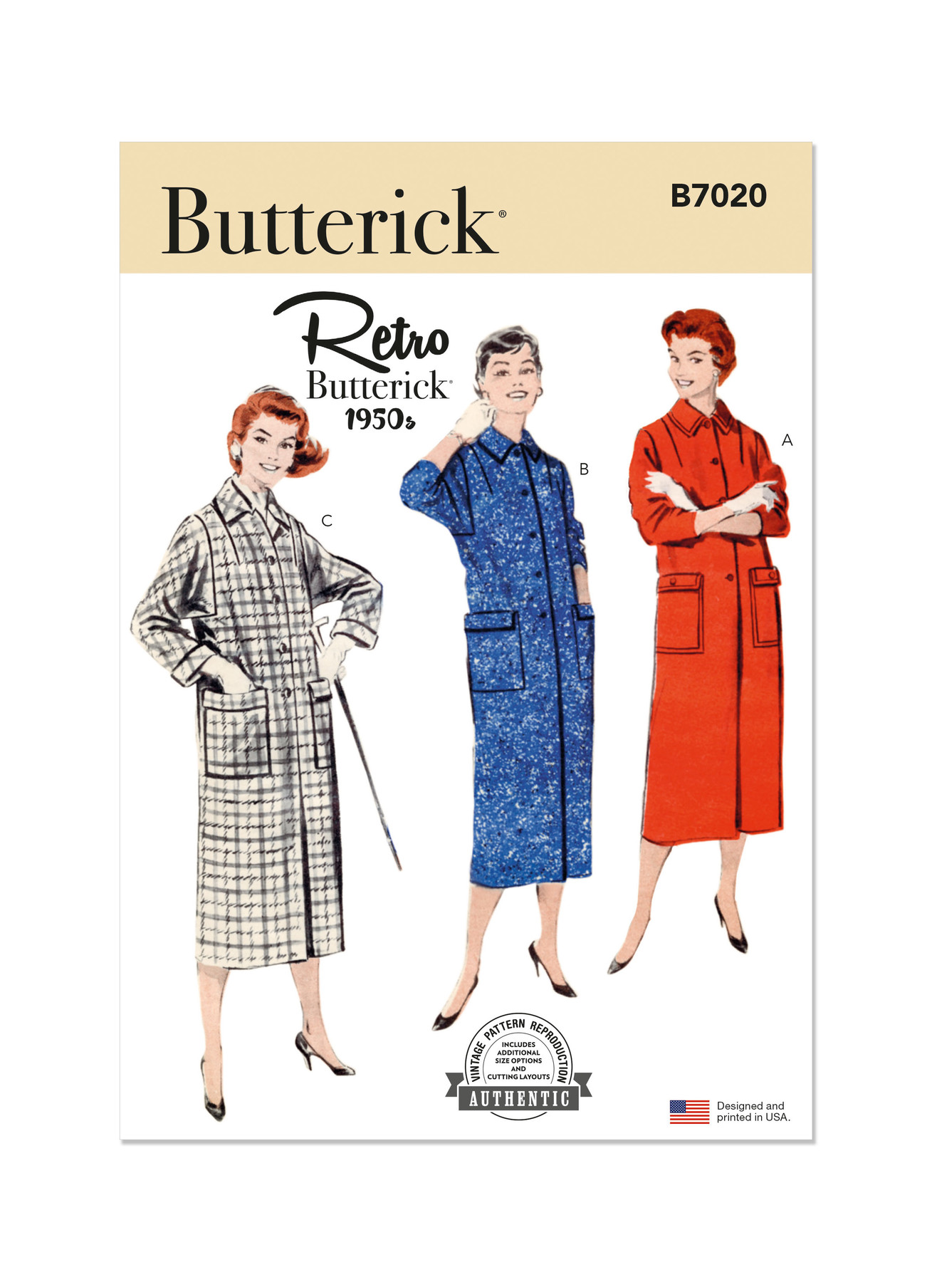 Butterick Sewing Pattern 1950s Misses' Box Coat 1 Butterick Sewing Pattern 1950s Misses' Box Coat