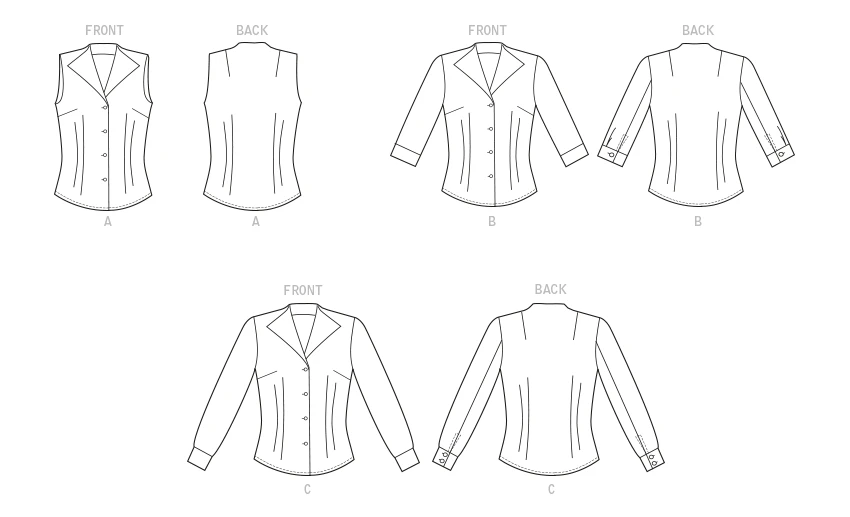 Butterick Sewing Pattern Misses' Fold-Back Collar Shirts 7 Butterick Sewing Pattern Misses' Fold-Back Collar Shirts