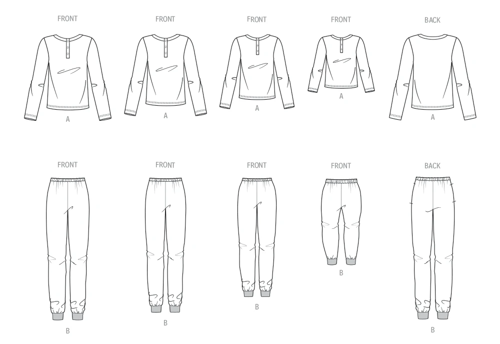 Butterick Sewing Pattern Girl's and Boy's and Adult Knit Tops and Joggers 7 Butterick Sewing Pattern Girl's and Boy's and Adult Knit Tops and Joggers
