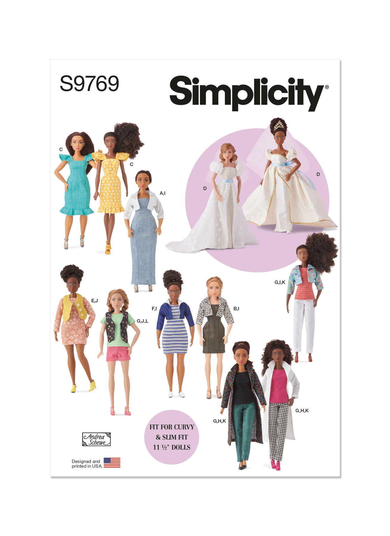 Simplicity Sewing Pattern 11 1/2" Fashion Clothes for Regular and Curvy Size Dolls by Andrea Schewe Designs 1 Simplicity Sewing Pattern 11 1/2" Fashion Clothes for Regular and Curvy Size Dolls by Andrea Schewe Designs