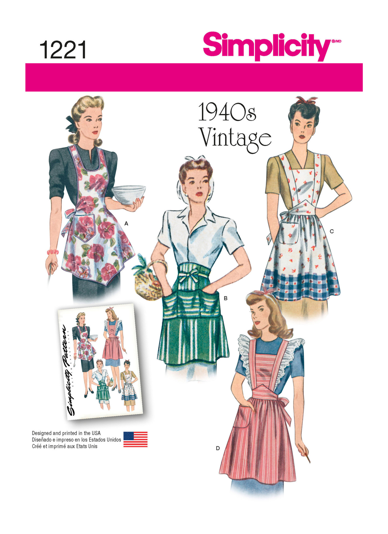 Simplicity Sewing Pattern 1940s Misses' Vintage Aprons 1 Simplicity Sewing Pattern 1940s Misses' Vintage Aprons