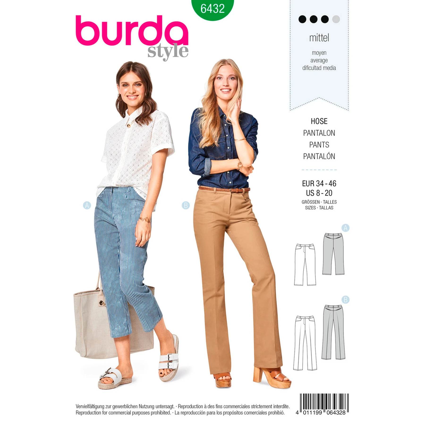 Burda Style Sewing Pattern Misses' Dress Pants