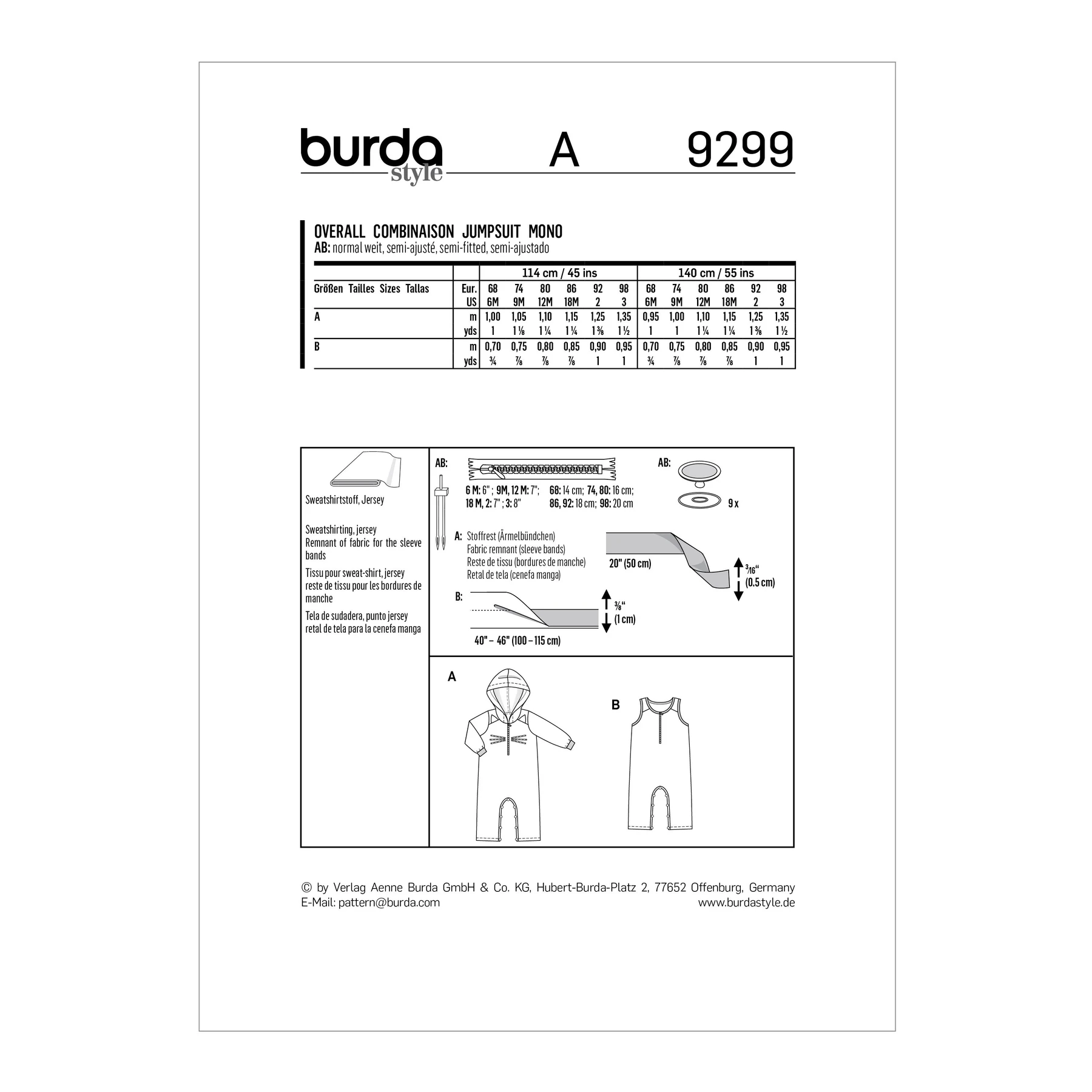 Burda Style Sewing Pattern Toddlers' Jumpsuits with Variations 4 Burda Style Sewing Pattern Toddlers' Jumpsuits with Variations