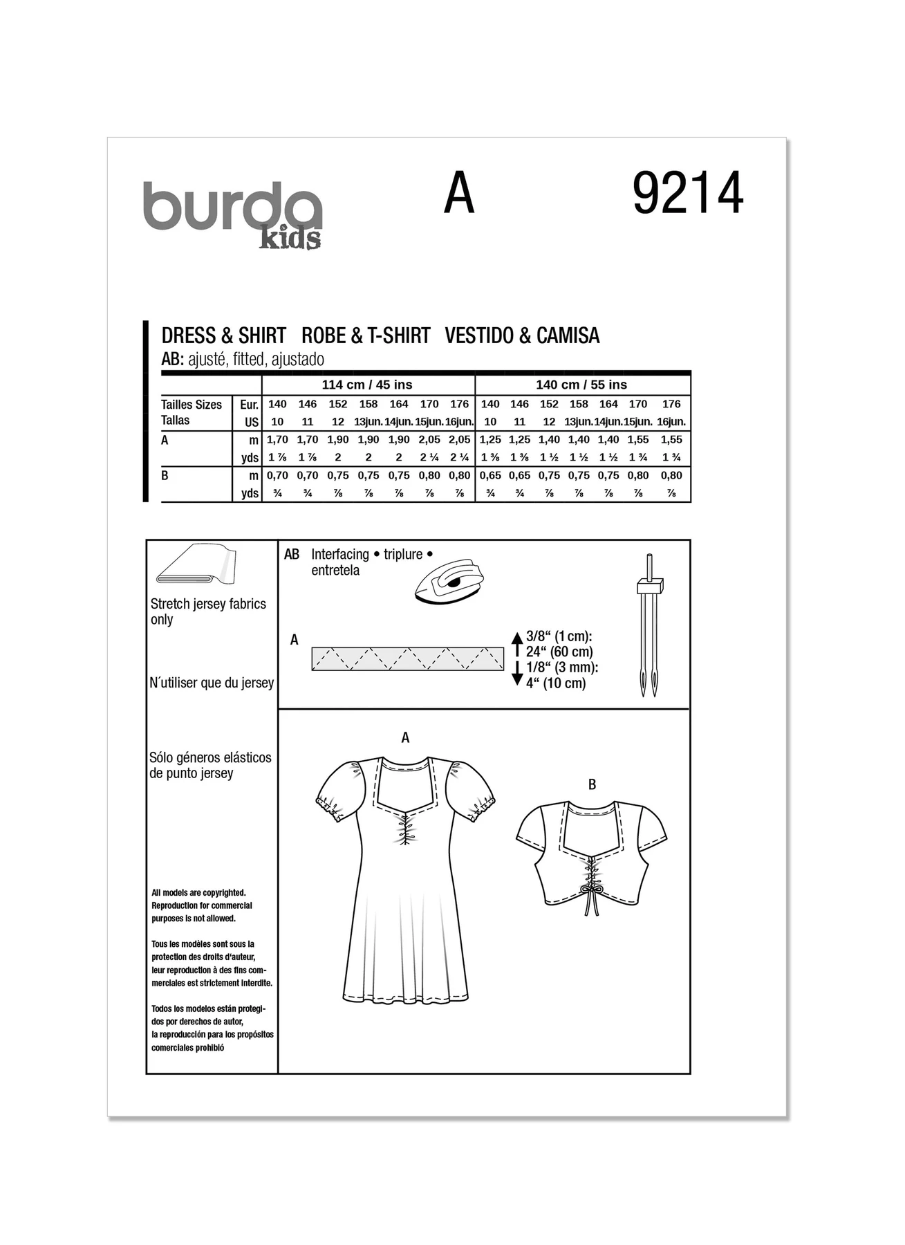 Burda Style Sewing Pattern 9214 Children's Dress & Shirt 10 Burda Style Sewing Pattern 9214 Children's Dress & Shirt