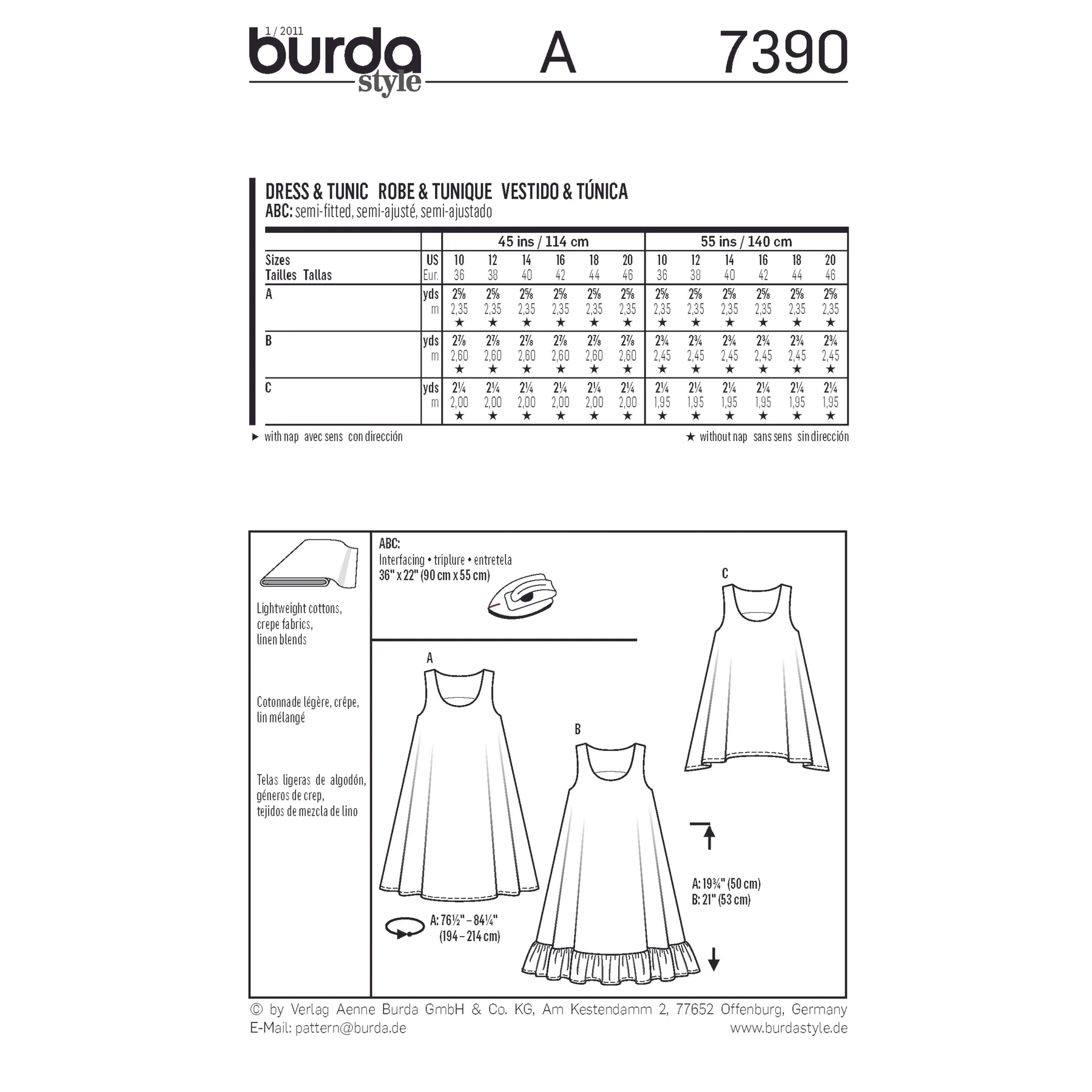 Burda Style Sewing Pattern Dress & Tunic