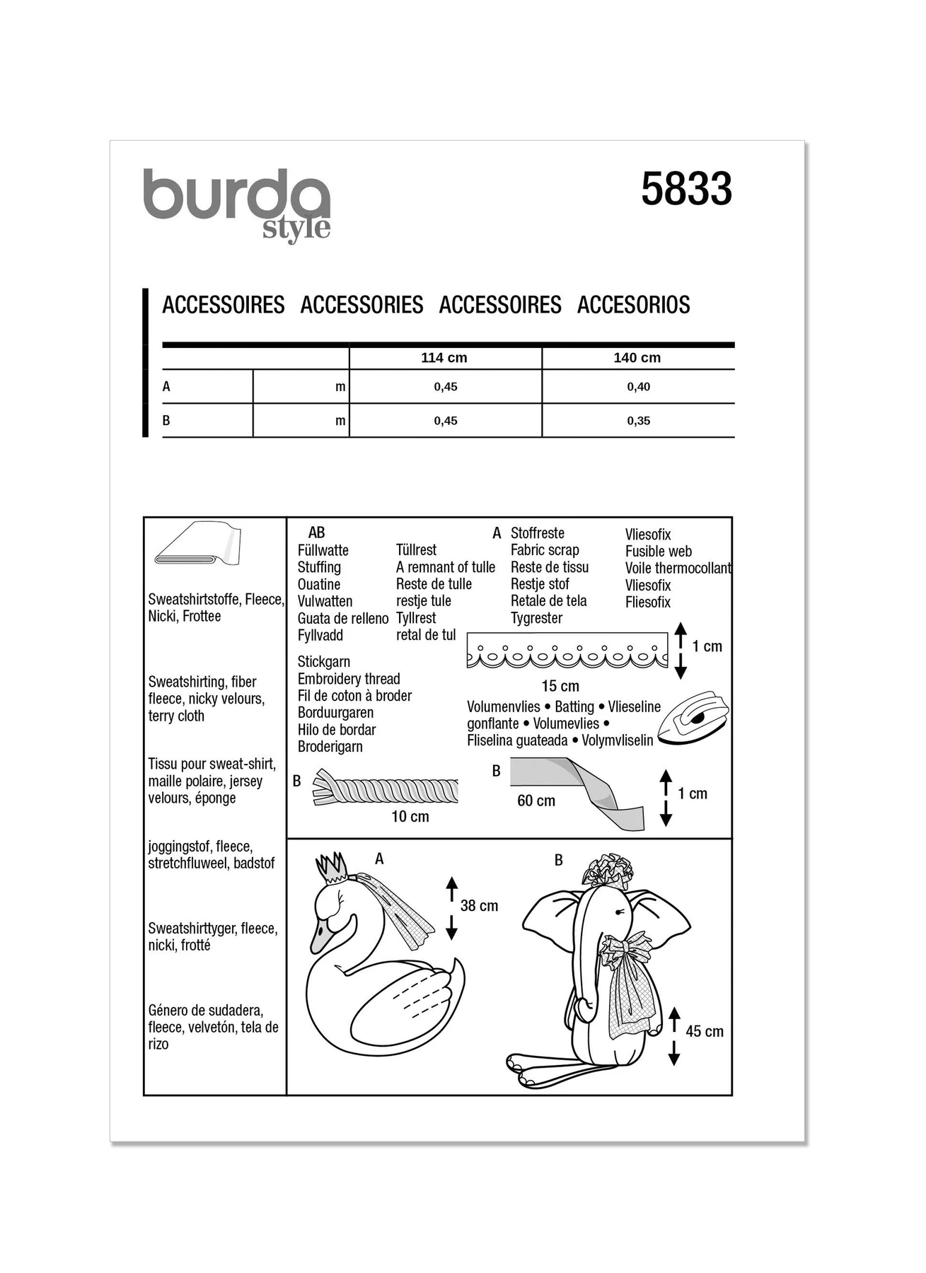 Burda Style Sewing Pattern 5833 Stuffed Animals (PDF) 6 Burda Style Sewing Pattern 5833 Stuffed Animals (PDF)