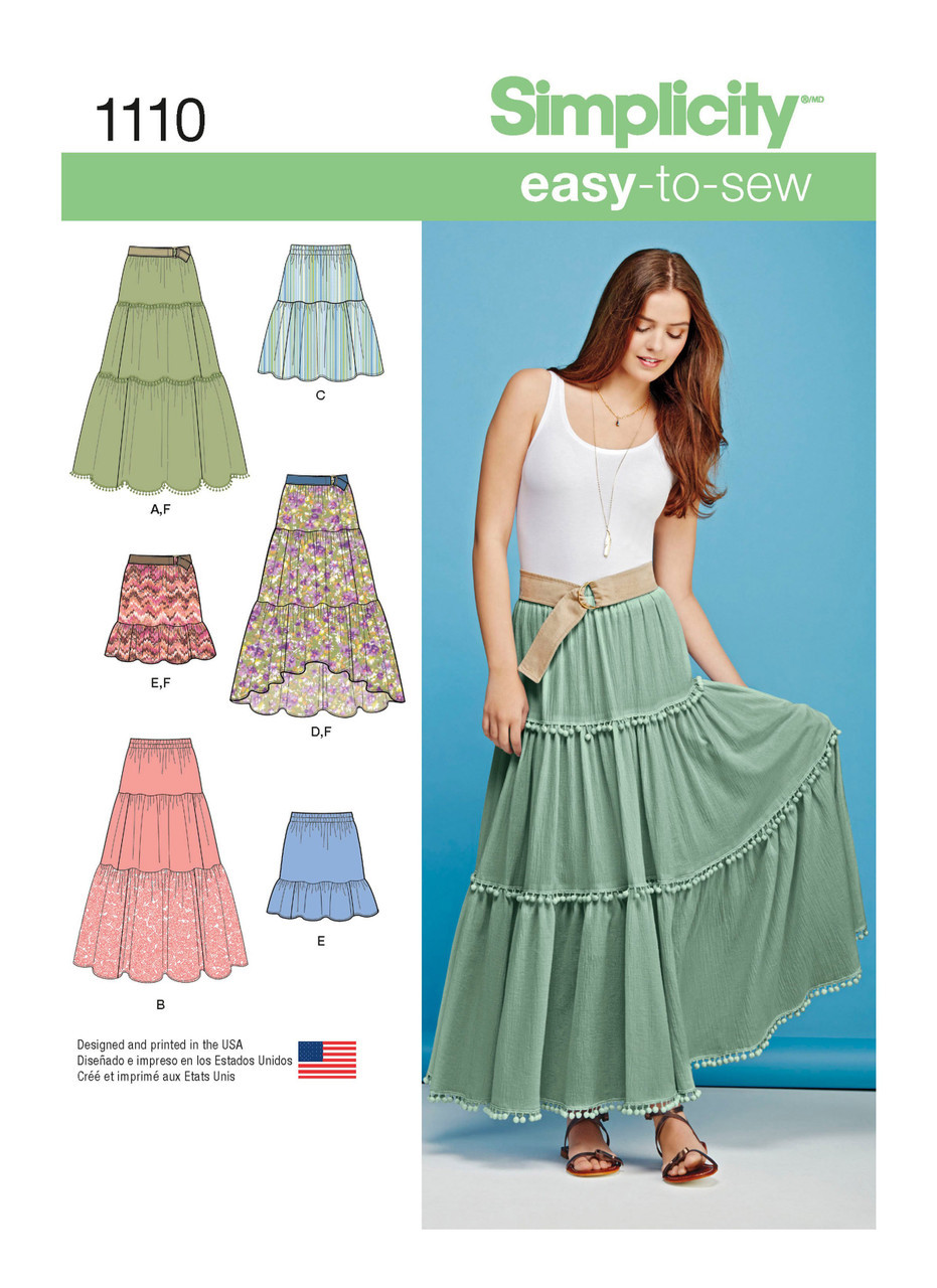 Simplicity Sewing Pattern Misses' Tiered Skirt with Length Variations (PDF) 1 Simplicity Sewing Pattern Misses' Tiered Skirt with Length Variations (PDF)