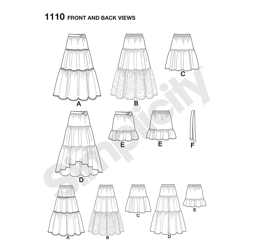Simplicity Sewing Pattern Misses' Tiered Skirt with Length Variations (PDF) 4 Simplicity Sewing Pattern Misses' Tiered Skirt with Length Variations (PDF)