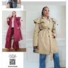 Know Me Sewing Pattern Misses' Single Breasted Trench Coat with Shoulder Flounce and Belt by Keechii B Style