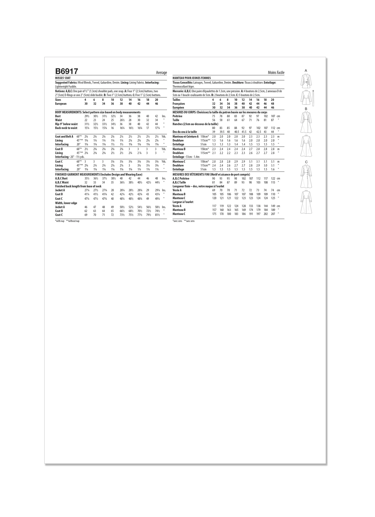 Butterick Sewing Pattern Misses' Coat (PDF) 7 Butterick Sewing Pattern Misses' Coat (PDF)