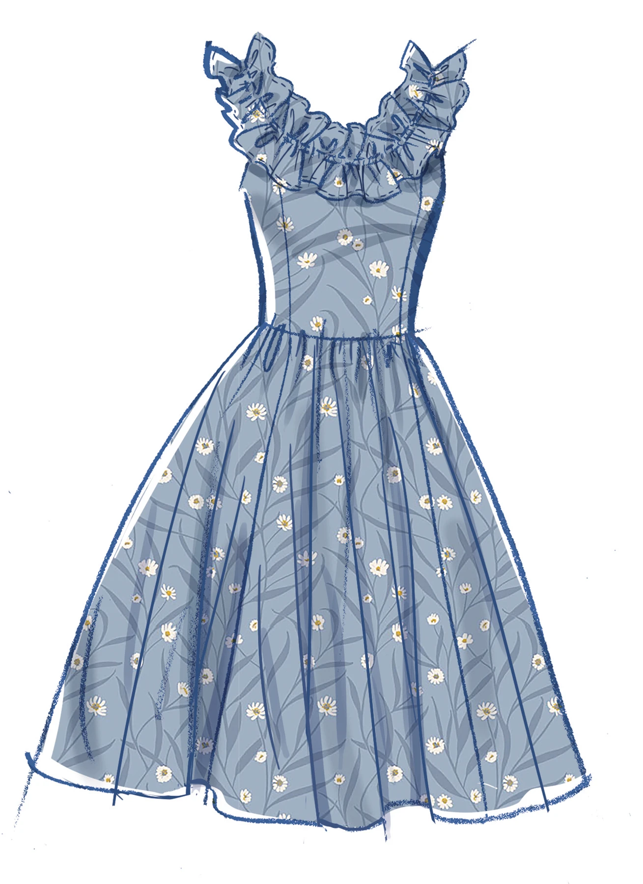 McCall's Sewing Pattern Misses' and Miss Petite Ruffle Neck Midi Dress 3 McCall's Sewing Pattern Misses' and Miss Petite Ruffle Neck Midi Dress