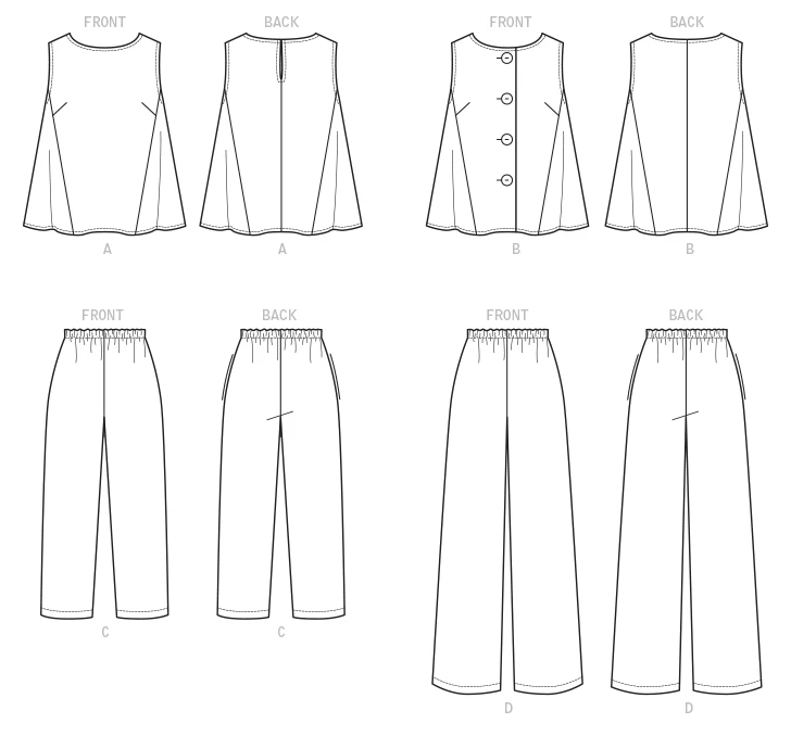 Vogue Patterns Misses' Sleeveless Tops with Pull-On Pants 4 Vogue Patterns Misses' Sleeveless Tops with Pull-On Pants