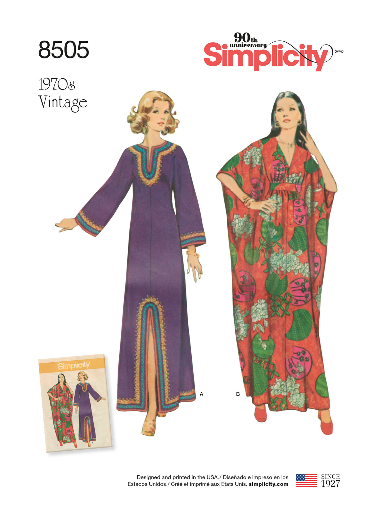 Simplicity Sewing Pattern 1970s Misses' Vintage Caftans 1 Simplicity Sewing Pattern 1970s Misses' Vintage Caftans