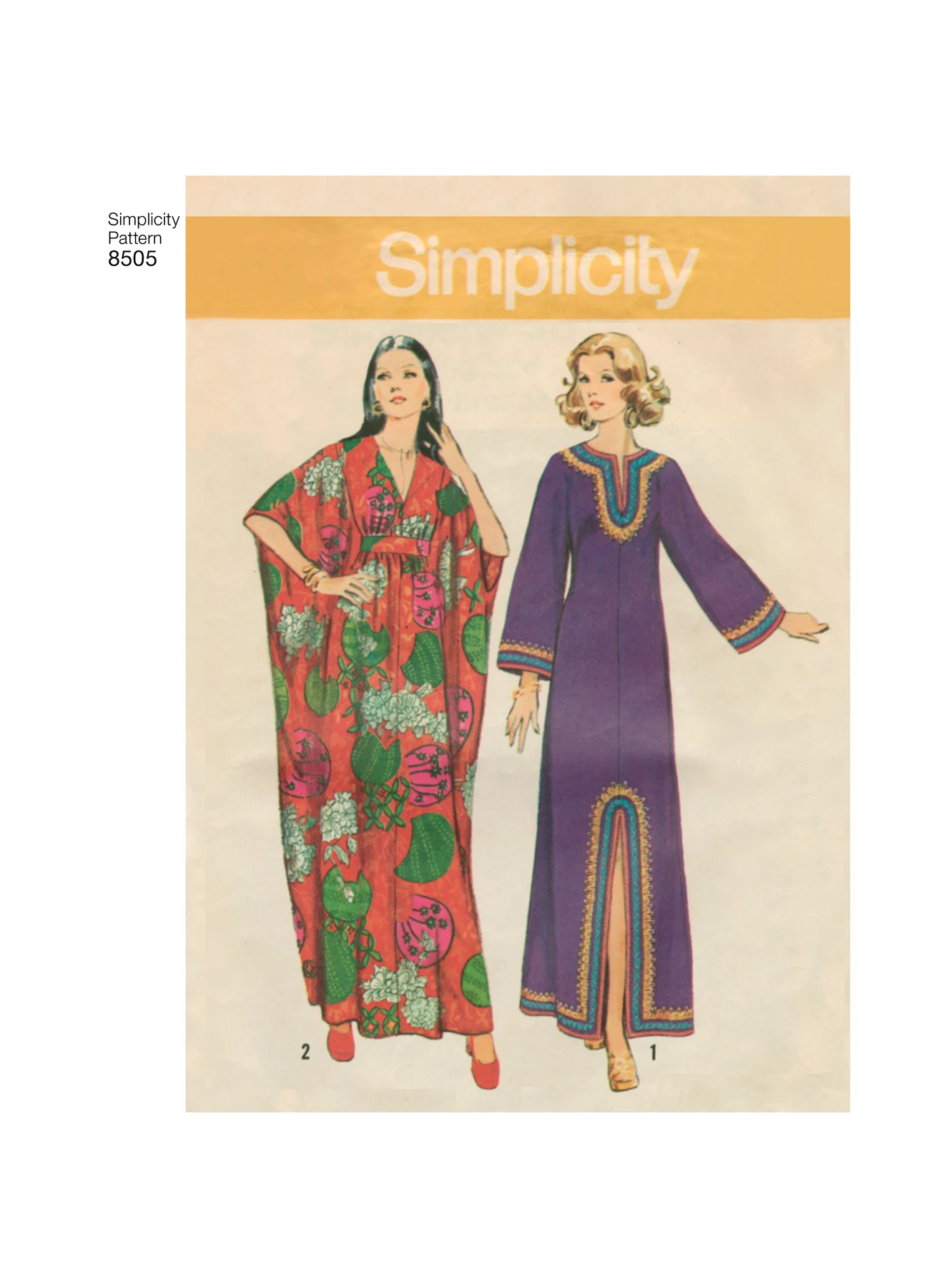 Simplicity Sewing Pattern 1970s Misses' Vintage Caftans 4 Simplicity Sewing Pattern 1970s Misses' Vintage Caftans