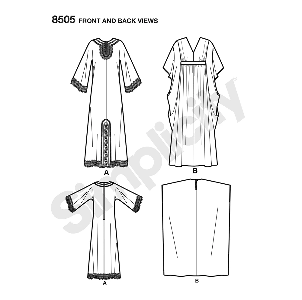 Simplicity Sewing Pattern 1970s Misses' Vintage Caftans 6 Simplicity Sewing Pattern 1970s Misses' Vintage Caftans