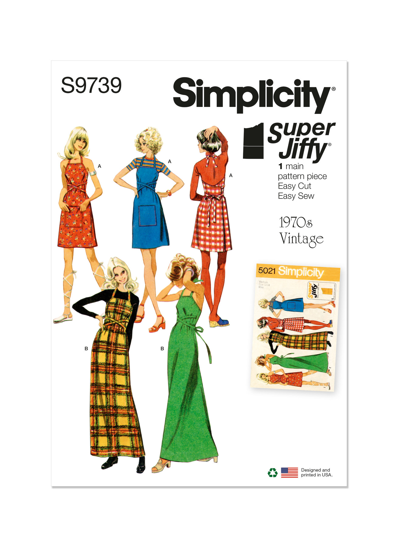 Simplicity Sewing Pattern 1970s Misses' Back-Wrap Dress and Jumper in Two Lengths 1 Simplicity Sewing Pattern 1970s Misses' Back-Wrap Dress and Jumper in Two Lengths