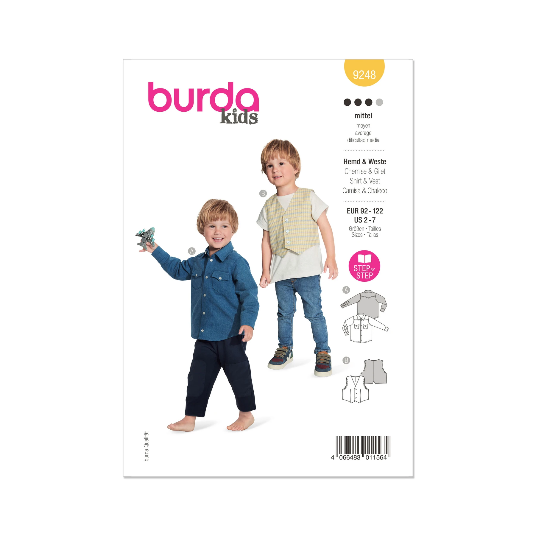 Burda Style Sewing Pattern 9248 Children's Shirt, Waistcoat and Vest 24 Burda Style Sewing Pattern 9248 Children's Shirt, Waistcoat and Vest