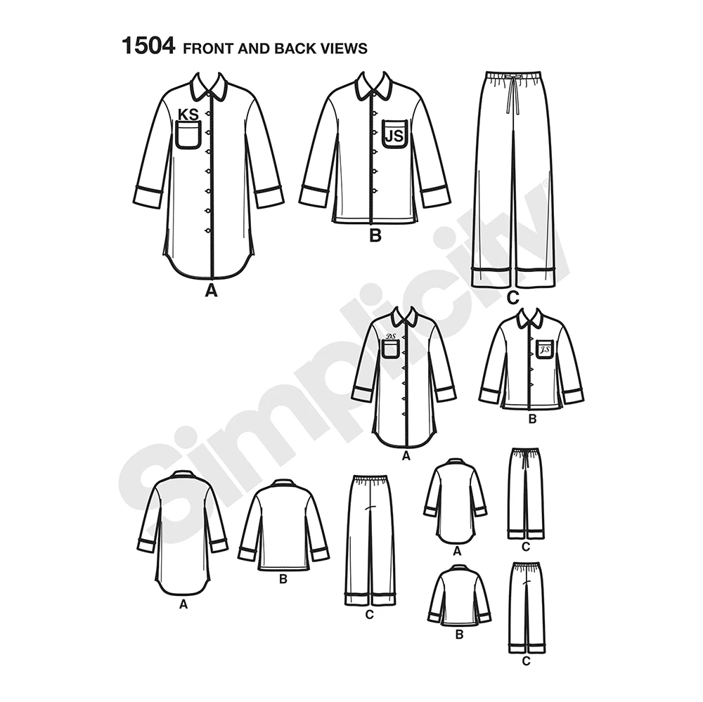 Simplicity Sewing Pattern Child's, Teens' & Adults' Loungewear 8 Simplicity Sewing Pattern Child's, Teens' & Adults' Loungewear