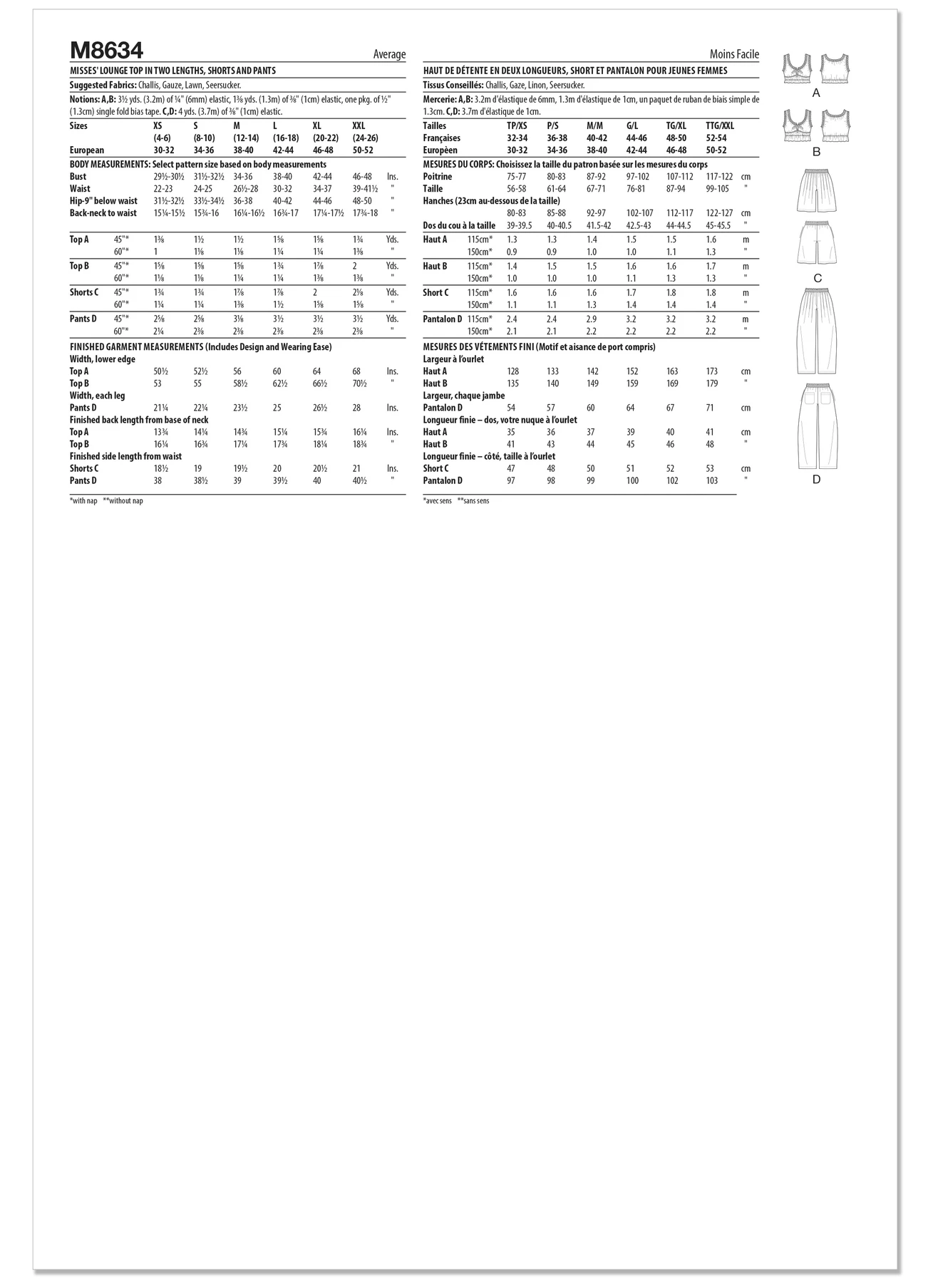 McCall's Sewing Pattern Misses' Lounge Top in Two Lengths, Shorts and Pants (PDF) 8 McCall's Sewing Pattern Misses' Lounge Top in Two Lengths, Shorts and Pants (PDF)
