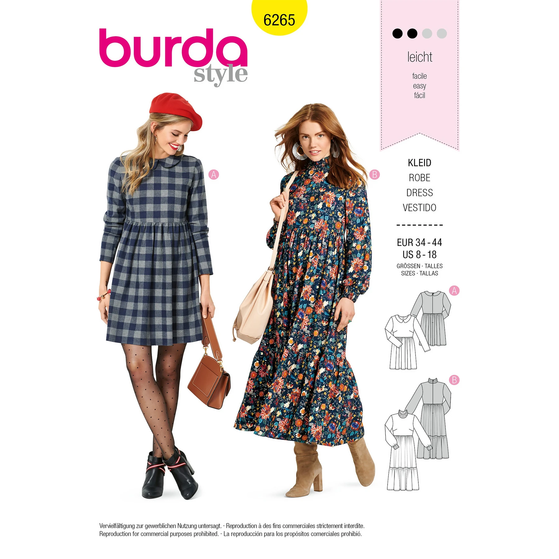 Burda Style Sewing Pattern Misses' Dresses¬¨ÄShort or Midi Length with Tiered Skirt