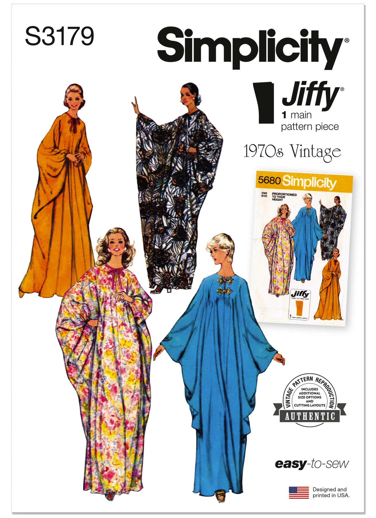 Simplicity Sewing Pattern 1970's Misses' Jiffy Caftan 1 Simplicity Sewing Pattern 1970's Misses' Jiffy Caftan