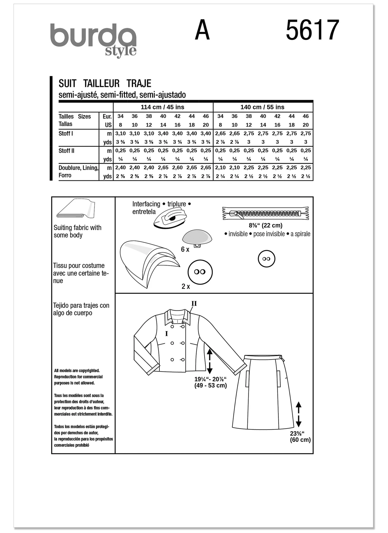 Burda Style Pattern 5617 Misses' Jacket and Skirt 9 Burda Style Pattern 5617 Misses' Jacket and Skirt