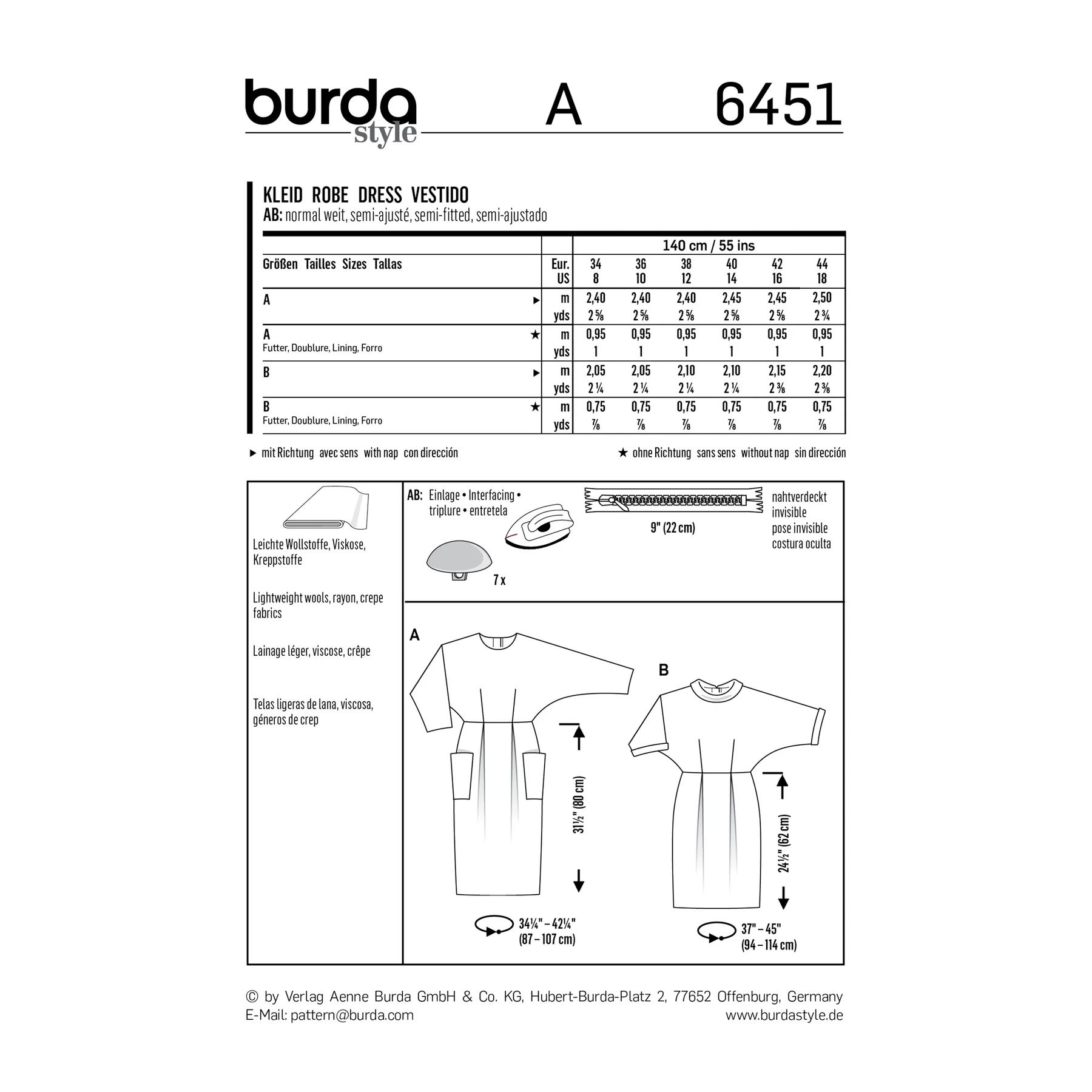Burda Style Sewing Pattern Misses' Dresses 4 Burda Style Sewing Pattern Misses' Dresses