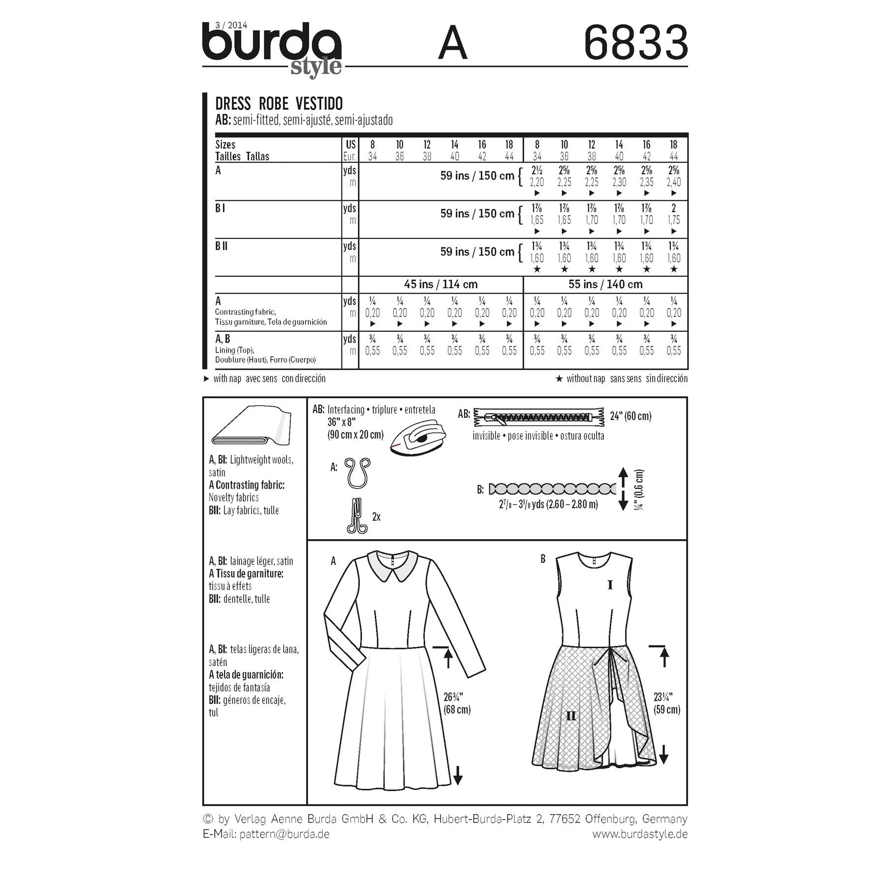 Burda Style Sewing Pattern Dresses