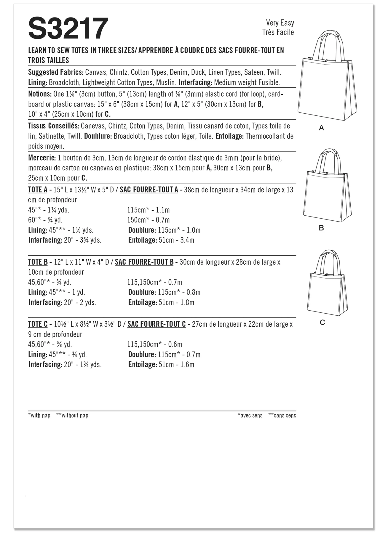 Simplicity Sewing Pattern Learn to Sew Totes in Three Sizes 3 Simplicity Sewing Pattern Learn to Sew Totes in Three Sizes