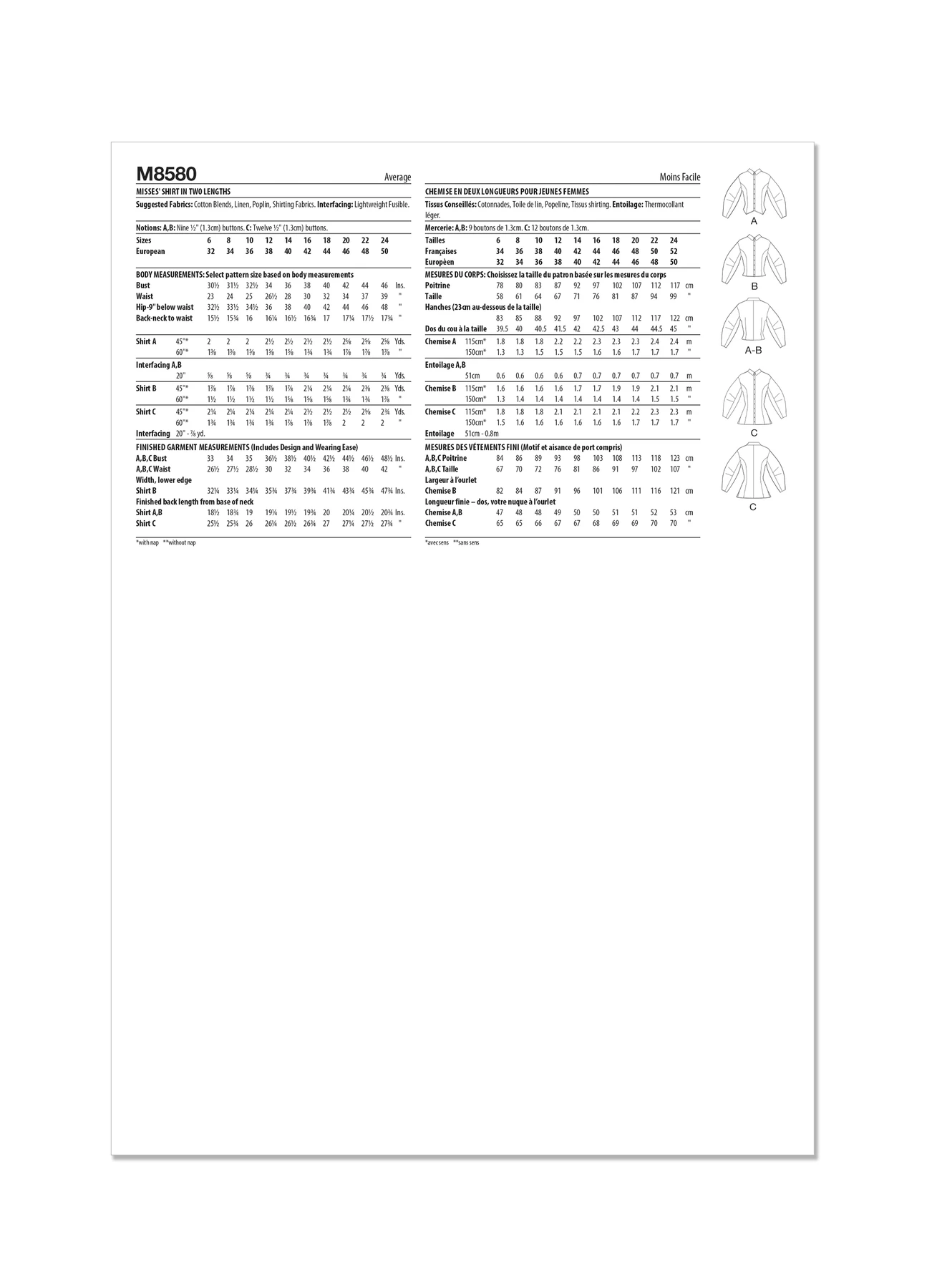 McCall's Sewing Pattern Misses' Shirt in Two Lengths (PDF) 7 McCall's Sewing Pattern Misses' Shirt in Two Lengths (PDF)