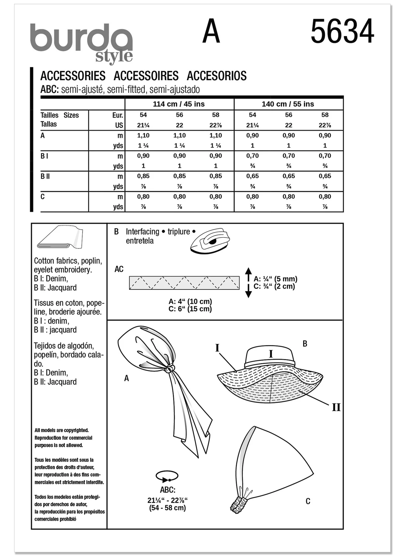 Burda Style Pattern 5634 Accessories 12 Burda Style Pattern 5634 Accessories