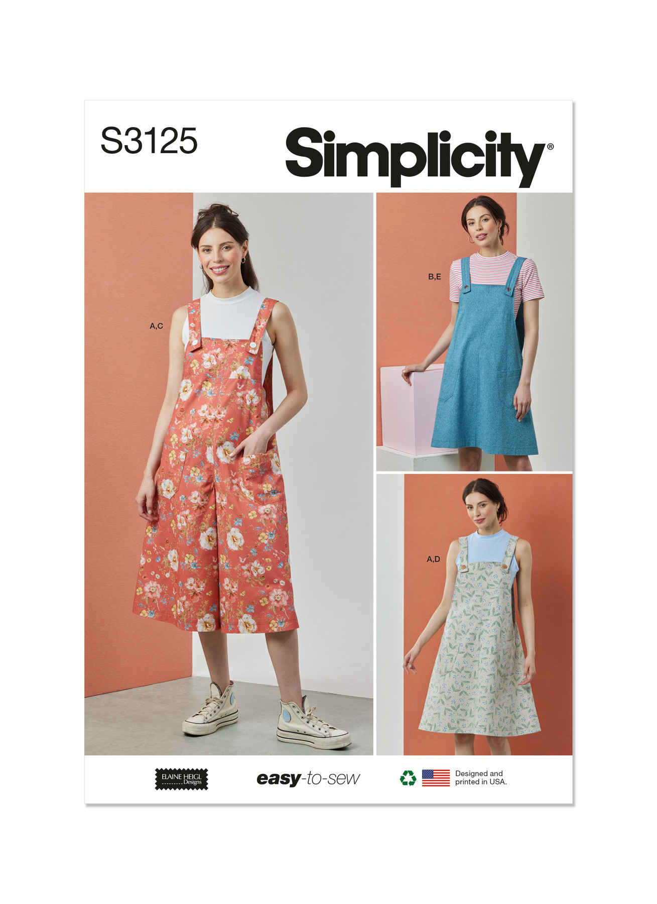 Simplicity Sewing Pattern Misses' Knit Tops, Overalls and Jumper by Elaine Heigl Designs 1 Simplicity Sewing Pattern Misses' Knit Tops, Overalls and Jumper by Elaine Heigl Designs