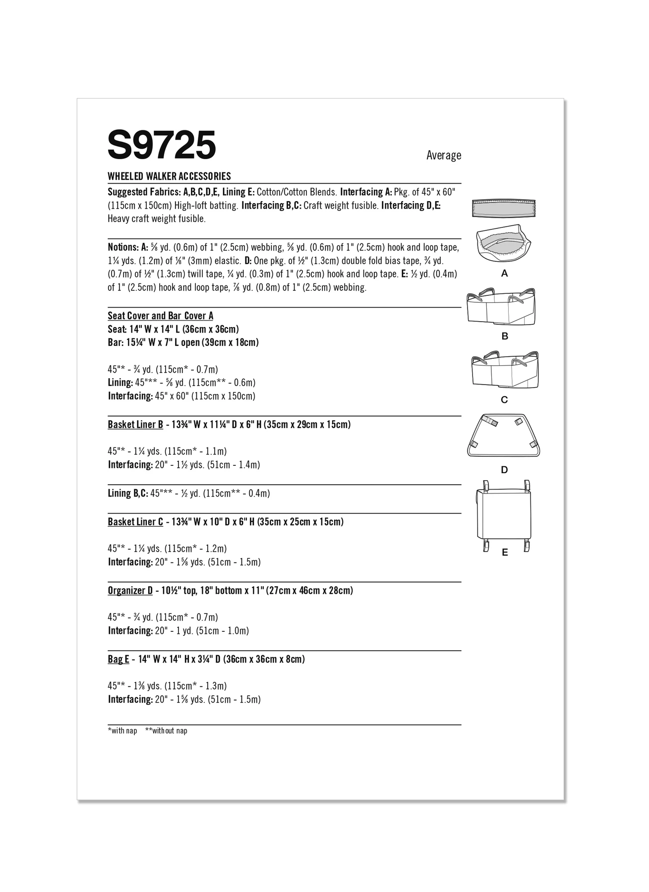 Simplicity Sewing Pattern Wheeled Walker Accessories 5 Simplicity Sewing Pattern Wheeled Walker Accessories