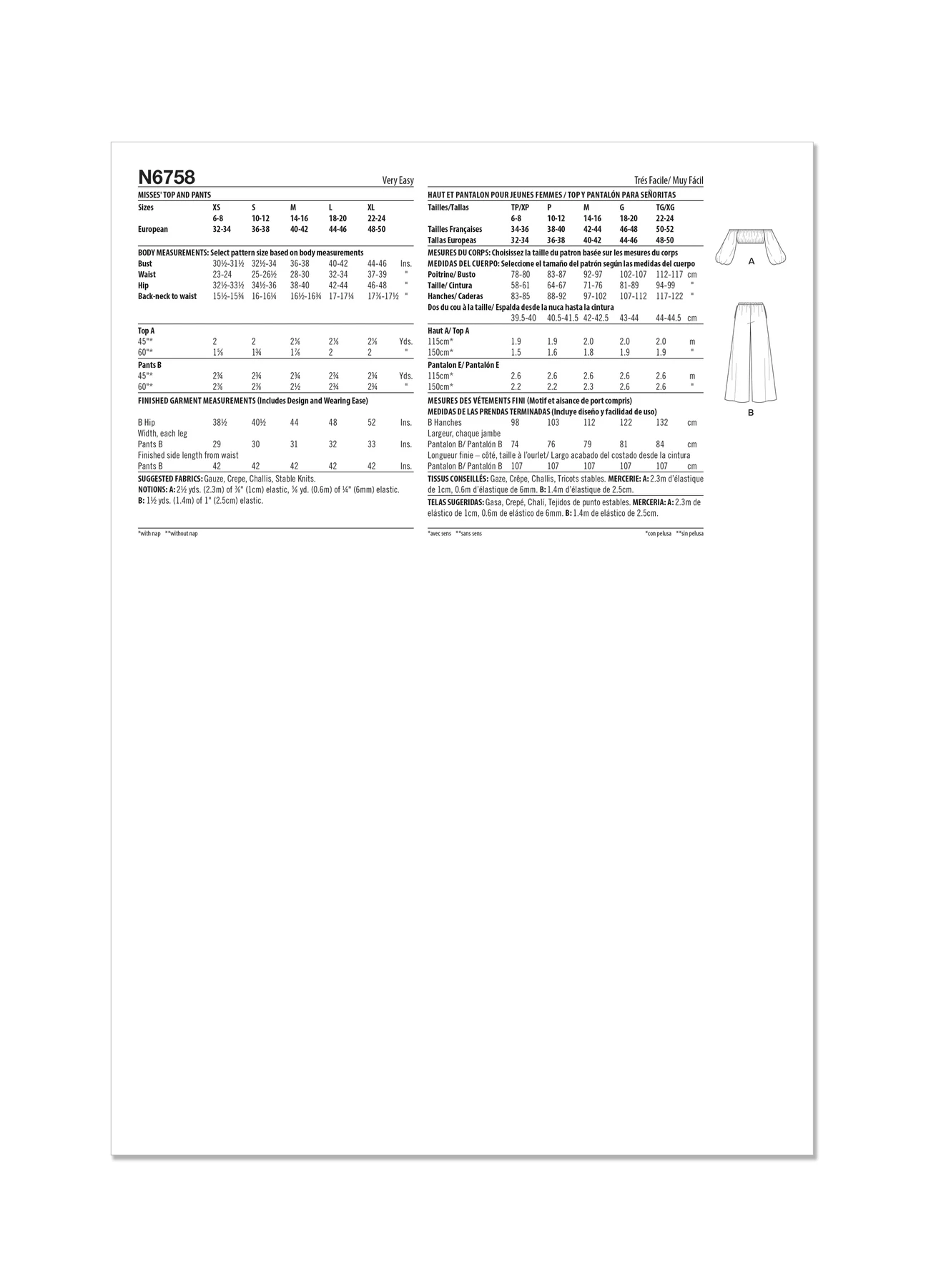 New Look Sewing Pattern Misses' Top and Pants 9 New Look Sewing Pattern Misses' Top and Pants
