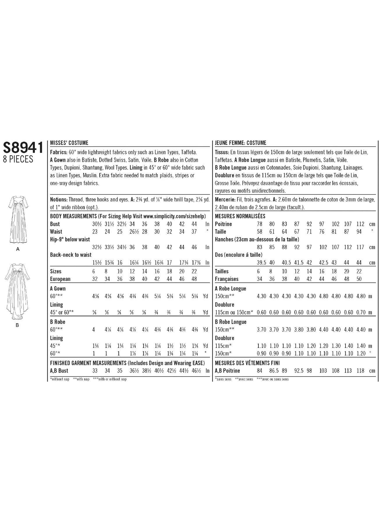 Simplicity Sewing Pattern Misses' Costume 6 Simplicity Sewing Pattern Misses' Costume